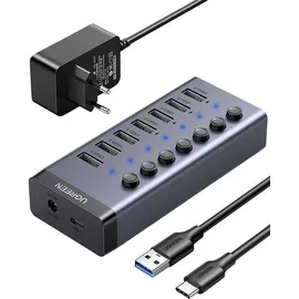 UGREEN multifunction HUB 7in1 (USB-C, 8 Ports), Dockingstation - USB Hub, Grau