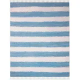 Myflair Teppich »Karim«, rechteckig, Handweb Teppich, gestreift, 90% Baumwolle, handgewebt, mit Fransen, blau