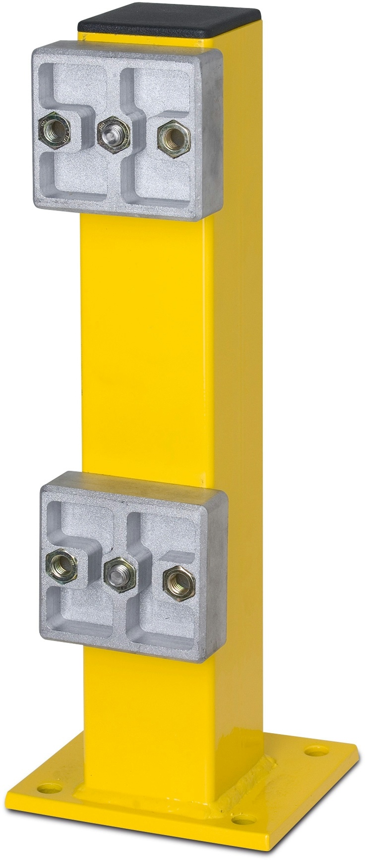 PROREGAL Standpfosten für Rammschutz-Planke | HxBxT 46,5x16x14cm | Feuerverzinkter & kunststoffbeschichteter Stahl | Gelb
