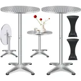 Kesser KESSER® 2in1 Stehtisch klappbar Bistrotisch Aluminium Edelstahlplatte höhenverstellbar 70cm / 115cm Partytisch Tisch In- & Outdoor Hochzeit Empfangstisch Klapptisch inklusive Regencover