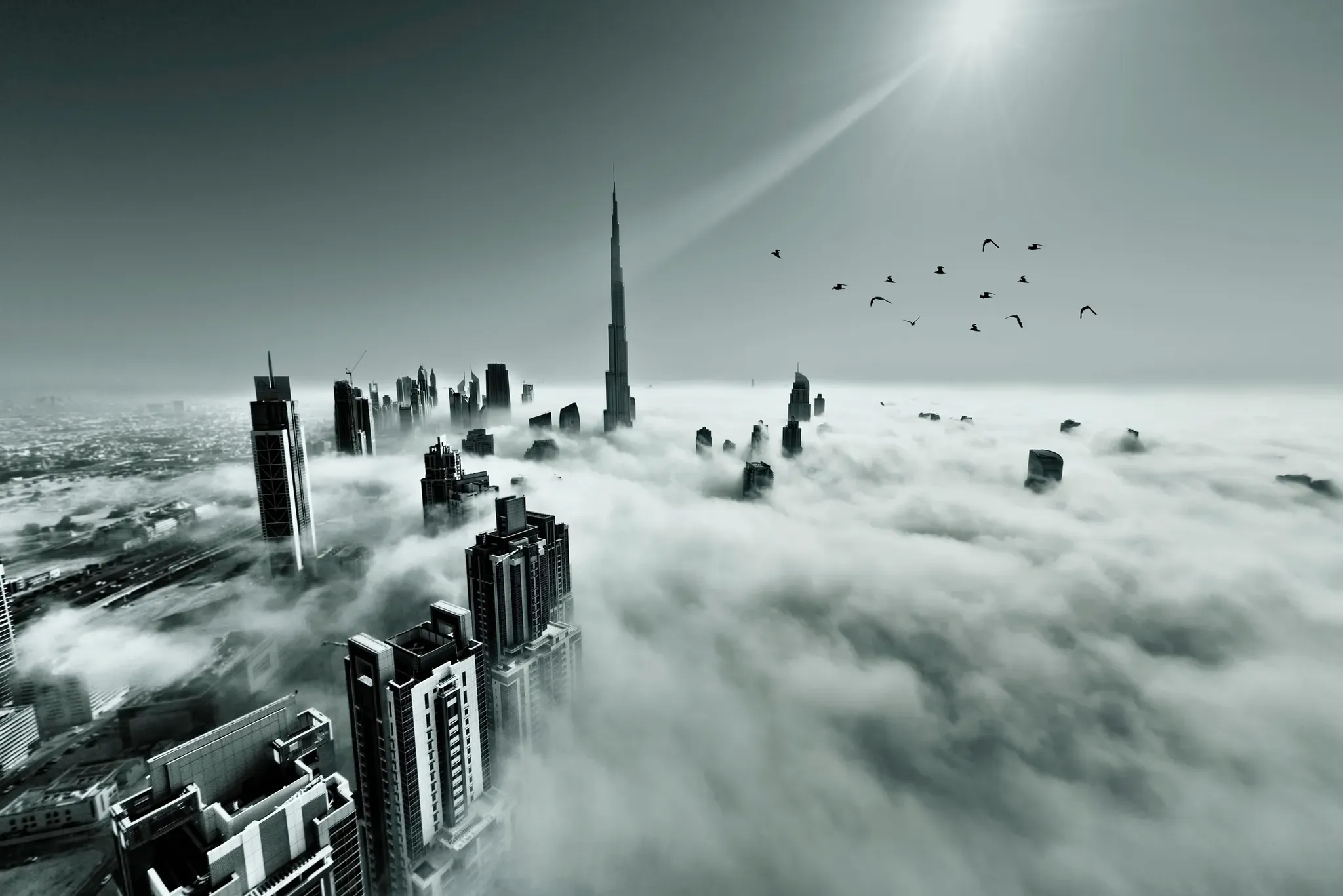 Fototapete PAPERMOON "Photo-Art NAUFAL, NAUFAL, BURJ KHALIFA, DUBAI", bunt, B:4,50m L:2,80m, Vlies, Tapeten