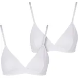 URBAN CLASSICS Ladies Basic unpadded Bra 2-Pack, - weiß,