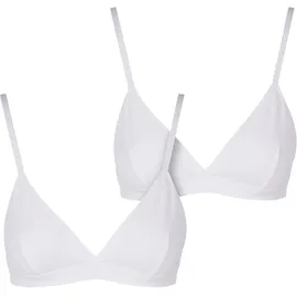 URBAN CLASSICS Ladies Basic unpadded Bra 2-Pack, - weiß,