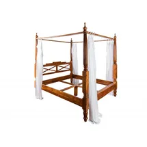 Massivmoebel24 Himmelbett Akazie 140x200x224 honig lackiert Oxford 0244
