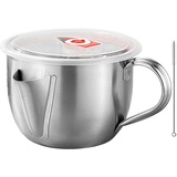 Chansunokku Fetttrennkanne Fettabscheider Edelstahl 1000ML, Suppe Sieb Soße Schüssel Degraissier-Kanne Mit Deckel & Pinsel, Fett Ölfilter Fetttrennkanne, Fettkanne Küchenwerkzeuge Für Küchenabfällen