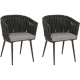 heute wohnen 2er-Set Aluminium-Esszimmerstuhl HWC-N38, Stuhl Armlehne, Olefin Seilgeflecht