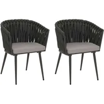 heute wohnen 2er-Set Aluminium-Esszimmerstuhl HWC-N38, Stuhl Armlehne, Olefin Seilgeflecht