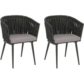 heute wohnen 2er-Set Aluminium-Esszimmerstuhl HWC-N38, Stuhl Armlehne, Olefin Seilgeflecht