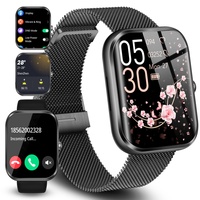 Smartwatch (Zifferblatt/Anrufempfang), Smartwatches für Damen, 5 cm (1,9 Zoll), HD-Touchscreen, Fitness-Tracker, Herzfrequenz, wasserdichte Uhr (mit 2 Uhrenarmbändern), Sportuhr für Android iOS Handy,