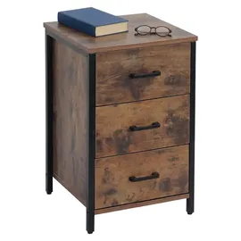 Relaxdays Nachtschrank 3 Schubladen 60 x 40 x 40 cm Braun/Schwarz