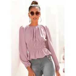 Langarmbluse, mit modischen Raffungen, elegante Damenbluse, festlich, Gr. 46, mauve, , 49711668-46