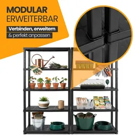 Kreher Kreher® Kunststoffregal „Evo“ mit 5 Böden - Steckregal für Haushalt, Keller & Garage - Standregal, Lagerregal & Aufbewahrungsregal - Schwarz - Schwarz