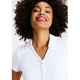 KangaROOS Poloshirt KANGAROOS, Damen, Gr. 36/38, weiß, Rippware, Obermaterial: 100% Baumwolle, unifarben, figurbetont kurz, V-Ausschnitt, Shirts, Kurzarm, figurbetonter Schnitt, aus Baumwolle