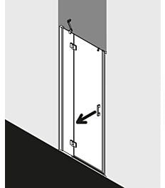 Kermi Liga Schwingtür mit Festfeld LISTL09520VAK 95x200cm, silber/hochglanz, links, auf Duschwanne