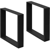 ECD Germany 2er Set Tischbeine 40x43 cm Schwarz, Stahl pulverbeschichtet, Industriedesign, Vierkantprofil, Metall 40x8x43 Esszimmer, Esstische, Tischsysteme