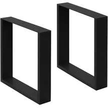 ECD Germany 2er Set Tischbeine 40x43 cm Schwarz, Stahl pulverbeschichtet, Industriedesign, Vierkantprofil, Metall 40x8x43 Esszimmer, Esstische, Tischsysteme