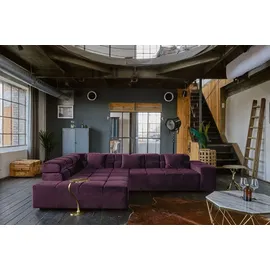 KAWOLA Sofa NEVADA Ecksofa Velvet purple Recamiere links