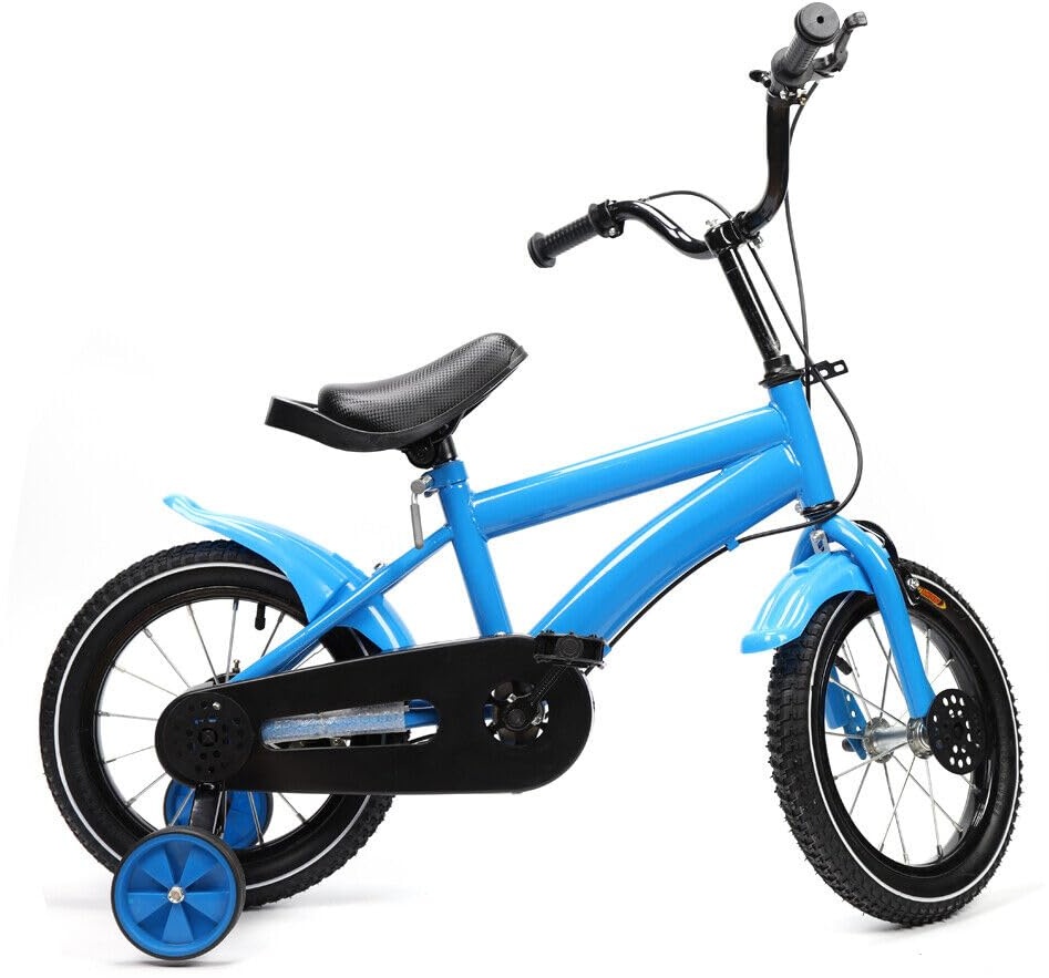 DSYOGX Kinderfahrrad, 14 Zoll Unisex Kinderrad Kinderfahrrad Mit Abnehmbare Stützräder Kohlenstoffstahlrahmen Kinderfahrrad Junge Mädchen Fahrräder für Kinder ab 3-6 Jahre (Blau)