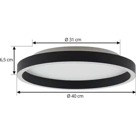 LUCANDE Rotundo LED Deckenleuchte Dim. schwarz, Ø Esszimmer, - Schwarz
