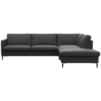 FLEXLUX Ecksofa »Fiore, super Sitzkomfort durch Kaltschaum im Sitz, L-Form«, schmale Armlehnen, Füße Alu+schwarz schwarz