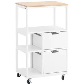 SoBuy Küchenwagen mit 2 Schubladen 3 Ablagen Servierwagen 53x89x37cm FKW111-WN