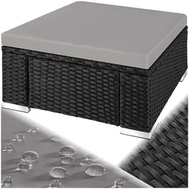 Tectake Rattan-Sitzhocker 53 x 53 x 26 cm schwarz/grau