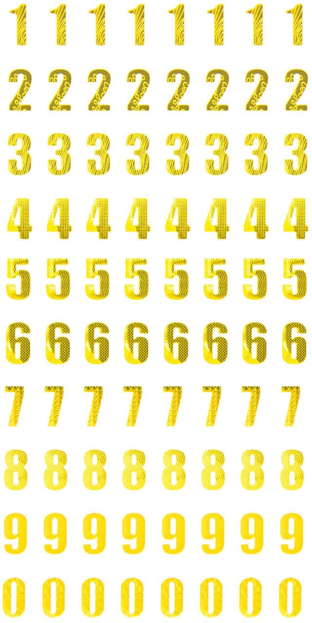 Zahlen Sticker Zahl 0 - 9 Aufkleber zum Basteln Spielen Bekleben für Geburtstag Jubiläum - gold