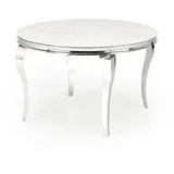 Feldmann-Wohnen Esstisch Reginald (runde Tischplatte 120x120cm, 1-St., moderner Optik, Tischplatte aus Glas, Metallgestell), 120x120x76cm weiß Marmor / silber silberfarben|weiß