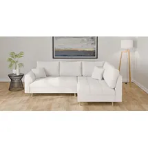 Home Affaire Ecksofa HOME AFFAIRE "CHARRE L-Form mit Ottomane, Maße B/T/H: 231/161/81 cm", weiß, B:231cm H:81cm T:161cm, 100% Polyester, Sofas, Ecksofa, feine Steppung, lose Rücken- und Zierkissen, auch in Cord und Bouclé