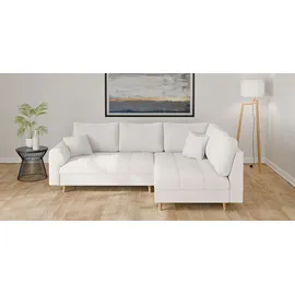 Home Affaire Ecksofa HOME AFFAIRE "CHARRE L-Form mit Ottomane, Maße B/T/H: 231/161/81 cm", weiß, B:231cm H:81cm T:161cm, 100% Polyester, Sofas, Ecksofa, feine Steppung, lose Rücken- und Zierkissen, auch in Cord und Bouclé