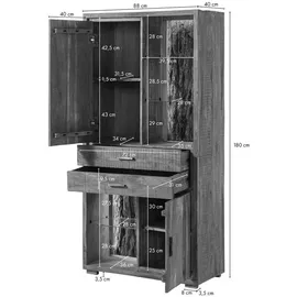 Massivmoebel24 Schrank 88 x 40 x 180 cm Beige