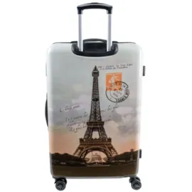 Bowatex Reisekoffer Paris Hartschalentrolley Eifelturm Groß 4 Rollen Trolley