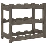 vidaXL Weinregal 12 Flaschen  Grau Massivholz Kiefer