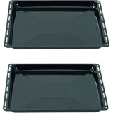 ICQN Backblech 455 x 375 x 30 mm Set, 2er Emaillierte Fettpfanne für Backofen und Herd, Passend für Bosch, Siemens, Neff, Constructa, Flavel, Kra...