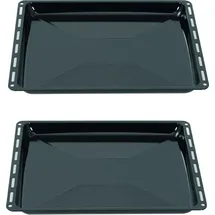 ICQN Backblech 455 x 375 x 30 mm Set, 2er Emaillierte Fettpfanne für Backofen und Herd, Passend für Bosch, Siemens, Neff, Constructa, Flavel, Kra...
