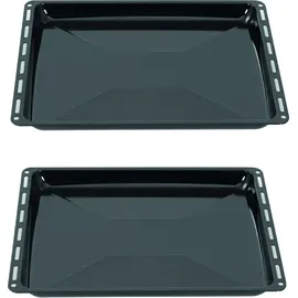 ICQN Backblech 455 x 375 x 30 mm Set, 2er Emaillierte Fettpfanne für Backofen und Herd, Passend für Bosch, Siemens, Neff, Constructa, Flavel, Kra...