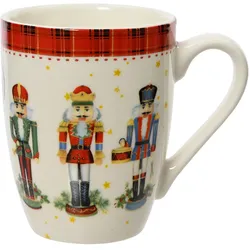 Tasse Nussknacker Motiv 10,6cm Porzellan Teetasse 350ml Henkel Weihnachtstasse Porzellantasse Teebecher Kaffeetasse Kaffeebecher Geschirr Rot Weiß