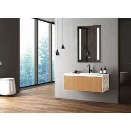 Hoko LED Badspiegel Wandspiegel 50x70cm + Anti-Beschlag - Lichtfarbe stufenlos einstellbar - Touch - Wandschalter - Speicherfunktion IP44 Koblenz - Transparent