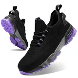 SPIEZ Sicherheitsschuhe Damen Leicht rutschfest Arbeitsschuhe für Damen Sicherheitsschuhe Mit Dämpfung für Arbeit und Alltag Schwarz Lila EU 36 - 36 EU