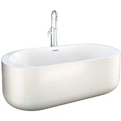 AcquaVapore freistehende Badewanne F26 170x80cm Whirlpool Luft & Wasser mit Armatur AF02