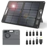 JustNow 60W Faltbares Solarpanel, Solarmodul mit 3 Ausgängen DC/USB/QC3.0,10 verschiedenen Größen von DC-Steckern, Faltung Solarladegerät Kit für Powerstation Generetion,Outdoor Camping und Garten