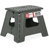 Relaxdays Klapphocker faltbar, Camping Hocker, Kinder Badhocker, bis 150 kg Kunststoff, Hbt: 30 x 37 x 29 cm, Hellgrau