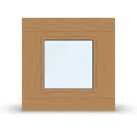 Fenster Alu Holz, ECO Idealu Classicline, Eiche Nativa, Aluschale Weiß, 510x510 mm, einteilig, festverglast, individuell konfigurieren