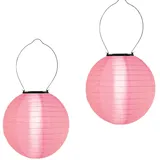 Solar Lampions Außen Wetterfest Lampions Solar Outdoor Solarlampions für außen, IP55 Wasserdicht Hängende Led Solar Laterne für Garten, Hof, Terrasse, Hochzeit, Halloween Fest Deko (30cm/2pcs/Rosa)