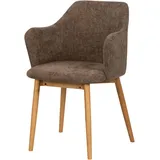 Livetastic Armlehnstuhl, Natur, Hellbraun, Holz, Textil, Eiche, massiv, rund, 55x82x57 cm, Esszimmer, Stühle, Esszimmerstühle, Armlehnenstühle