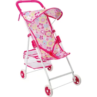 Small Foot Company small foot Puppenbuggy in Pink aus Metall und Stoff, mit gummierten Rädern, Korb und Sonnenschutz, ab 3 Jahren, 4036