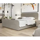 Fun Möbel Boxspringbett Schlafzimmerbett MABEL 180x200cm Stoff Opera Velvet Stone - Grau