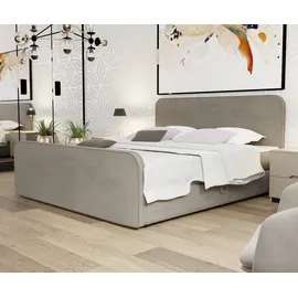 Fun Möbel Boxspringbett Schlafzimmerbett MABEL 180x200cm Stoff Opera Velvet Stone - Grau