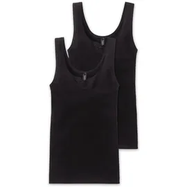 SCHIESSER Damen Trägertop (2er Pack) Unterhemd, Schwarz (Schwarz 000), 46