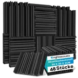 48 Stück Akustikschaumstoff Schaumstoffplatte, Schalldämmung Akustikpaneele, 5 x 30 x 30 cm Schallabsorber Akkustikschaumstoff, Hoher Dichte Akustikschaumstoff für Live-Studios, Aufnahmestudios